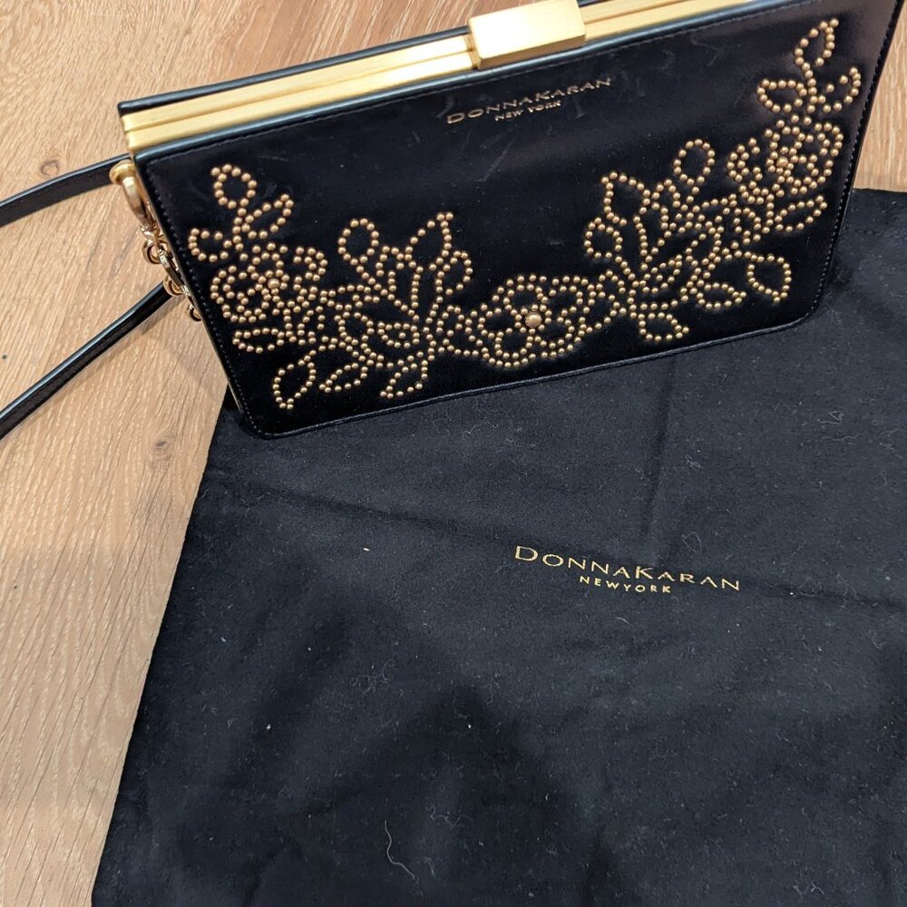 Donna Karan studded leather evening purse
